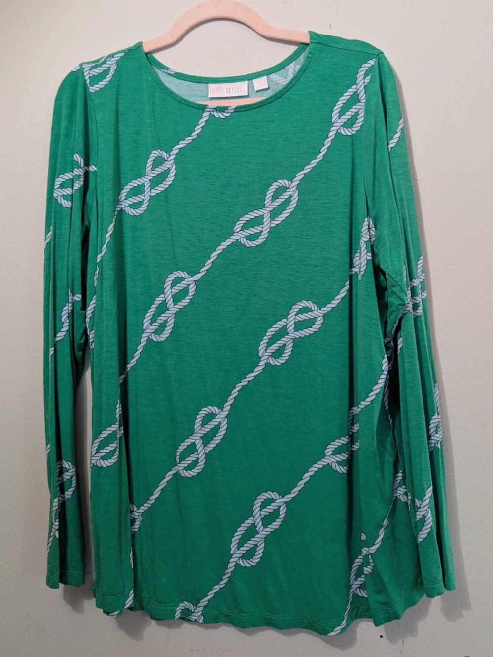Long Sleeve Green Rope Design Blouse Belle by Kim Gravel Size L